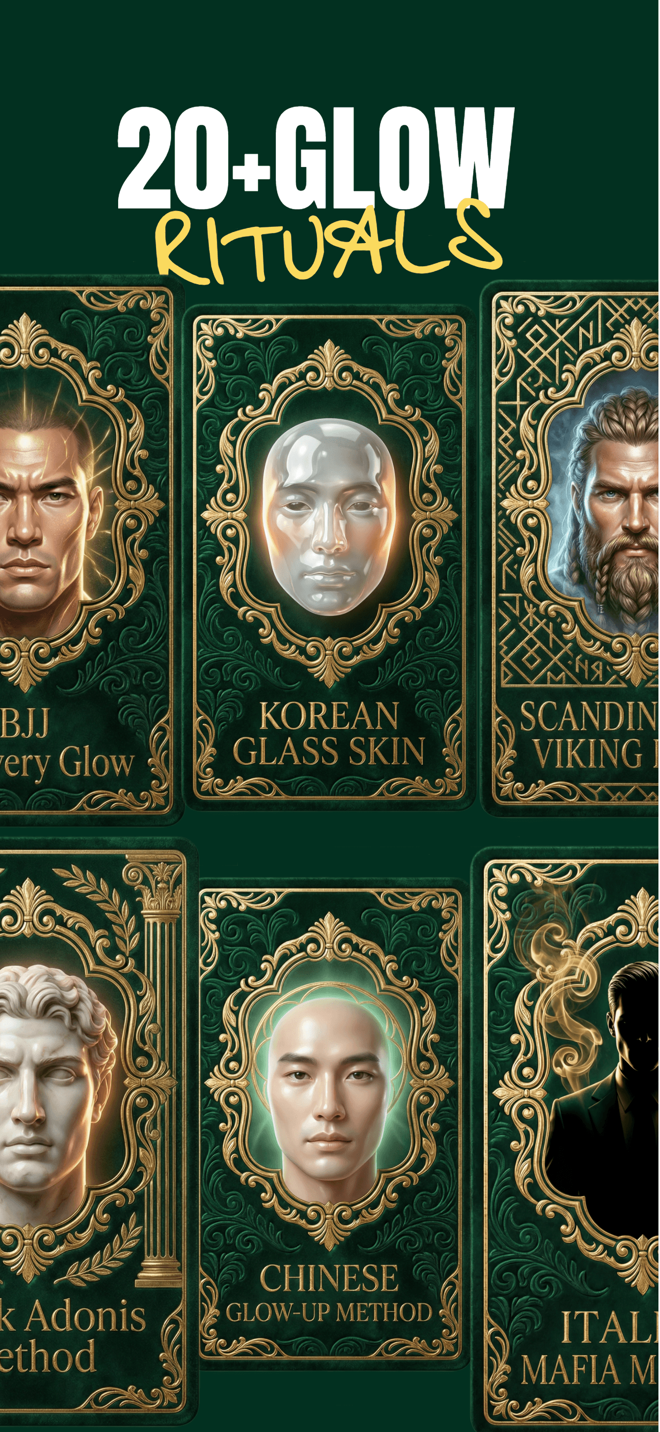 AuraFace glow ritual cards showing various cultural methods